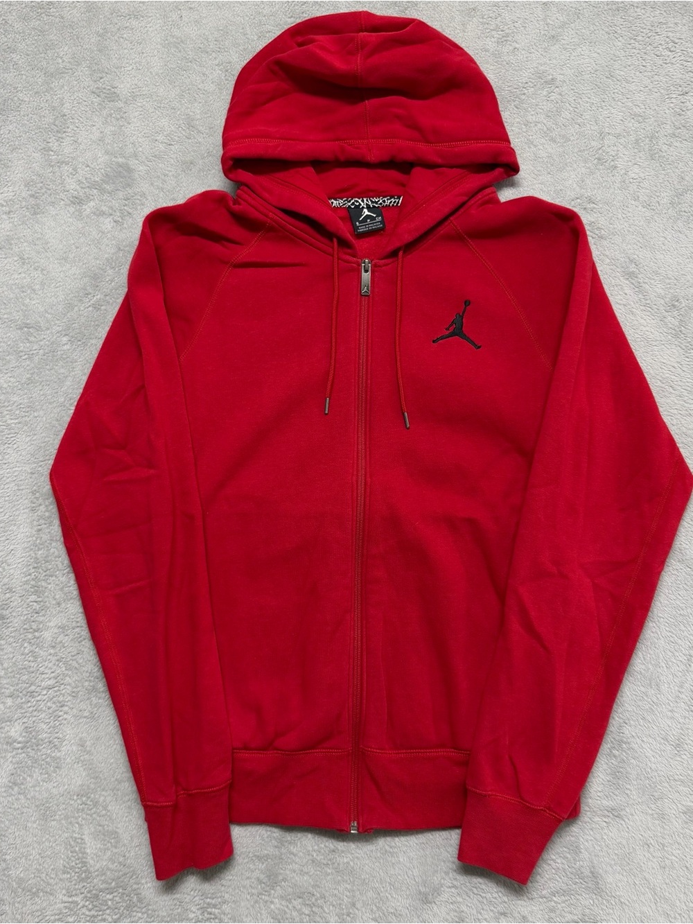 Nike Air Jordan Full Zip Hoodie Red Black Jumpman Fleece Sweatshirt Men’s Small